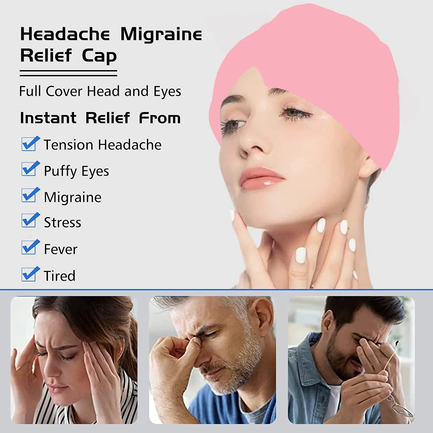 Migraine Relief Hat headache Gel Hot Cold Sleeping Eye Mask Therapy
